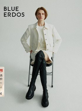 BLUE ERDOS简约翻领短款白色西装外套女B246J0001