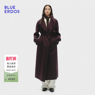 质感通勤羊毛混纺长款 新品 双面呢大衣B556K4001 ERDOS春季 BLUE