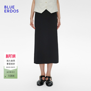BLUE 气质通勤H型直筒松紧腰半身裙B255F0002 ERDOS春季