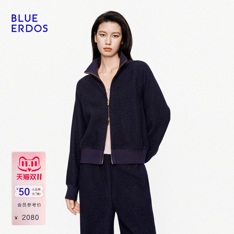 【100%绵羊毛】BLUE ERDOS2026秋冬新品简约松弛立领双向拉链外套