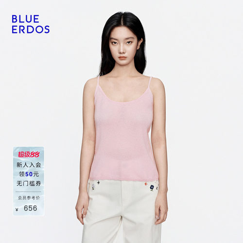 【空气羊绒】BLUE ERDOS2026秋冬新品元气感挑孔绞花U领针织吊带