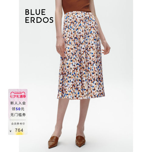 blueerdos彩底印花A字半身裙