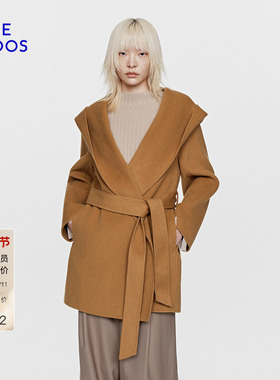 BLUE ERDOS 冬季新品美拉德风大翻领羊毛羊绒毛呢大衣外套女