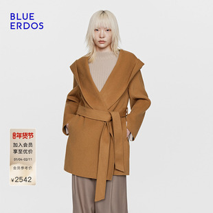 BLUE ERDOS 冬季新品美拉德风大翻领羊毛羊绒毛呢大衣外套女