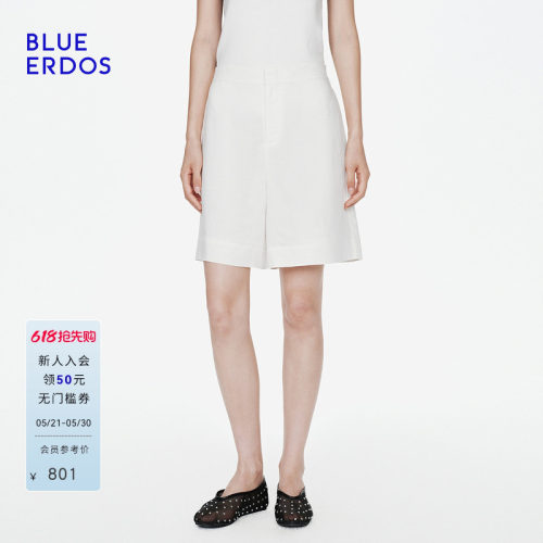 BLUE ERDOS2026夏季新品简约通勤宽松垂感半松紧腰设计直筒短裤女