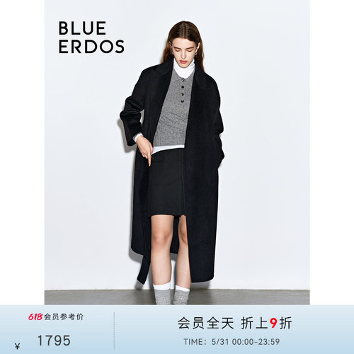 blueerdos浴袍式双面呢毛呢大衣