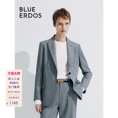 BLUE ERDOS格雷系翻领精纺羊毛西装女外套B245J1011