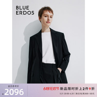 BLUE ERDOS24春夏新款简约通勤一粒扣绵羊毛西装女外套B245J1009