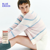 孙千同款 BLUE ERDOS 冬季 流光风空气羊绒V领撞色条纹针织衫