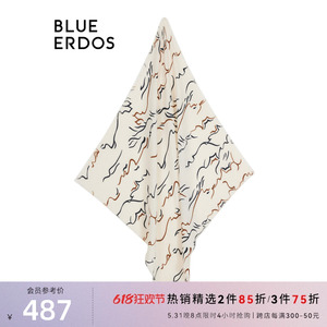 BLUE ERDOS印花围巾丝巾女冬季柔软简约羊毛混纺B236S1008