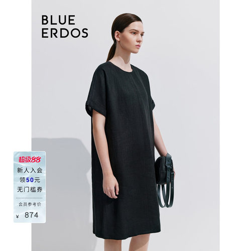 blueerdos100%亚麻连衣裙