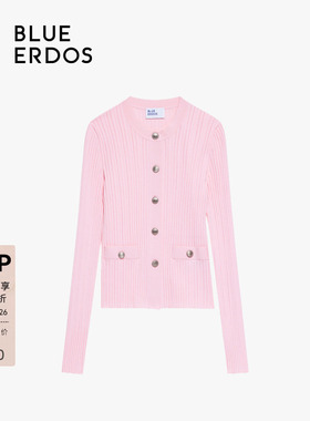 BLUE ERDOS圆领简约翻花木天丝针织开衫B246D1024