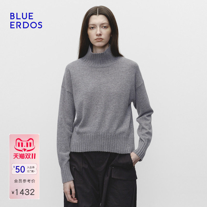 【100%山羊绒】BLUE ERDOS2026秋冬新品简约通勤纯色高领针织套衫