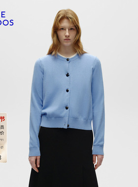 BLUE ERDOS 冬季新品简约通勤精纺圆领小鸟扣女开衫B256D1025