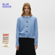 ERDOS 冬季 新品 BLUE 简约通勤精纺圆领小鸟扣女开衫 B256D1025