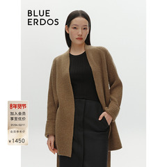 BLUE ERDOS美拉德V领羊毛羊绒系带针织开衫B246A1010