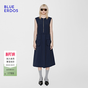 长款 简约休闲海军蓝无袖 连衣裙女B2265I019 ERDOS26早春新品 BLUE