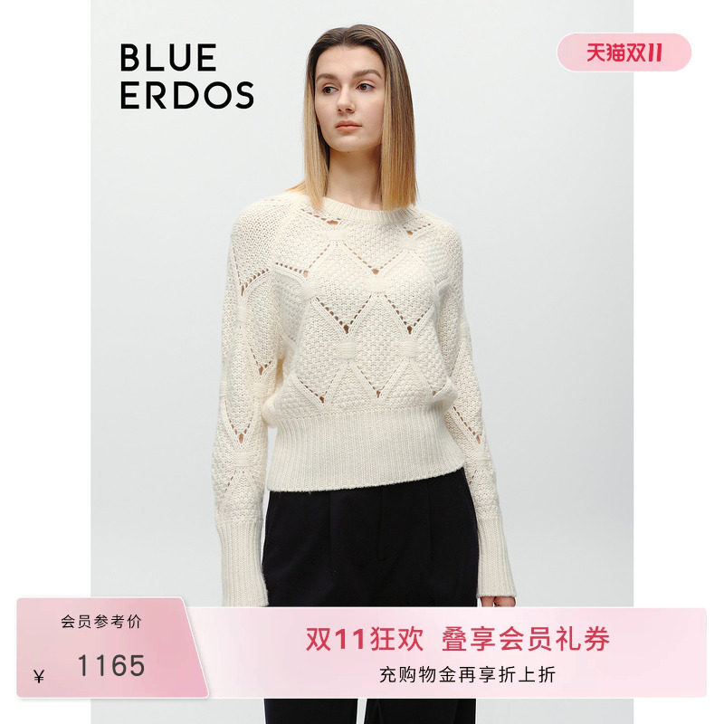 【100%山羊绒】BLUE ERDOS日常通勤圆领针织套衫B246A0062