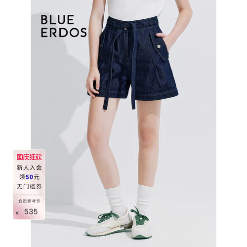 blueerdos棉麻混纺牛仔短裤