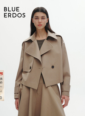 BLUE ERDOS通勤简约大翻领短款风衣外套B246J4005