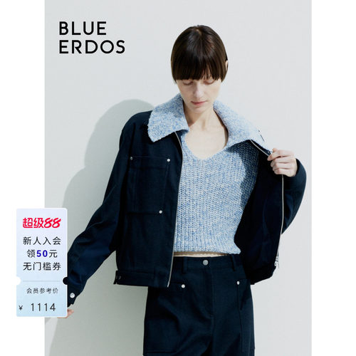 BLUE ERDOS简约纯色短款翻领工装风女外套B245J2005