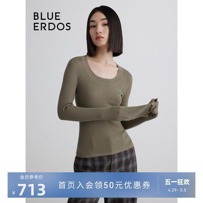 blueerdosU领修身针织衫