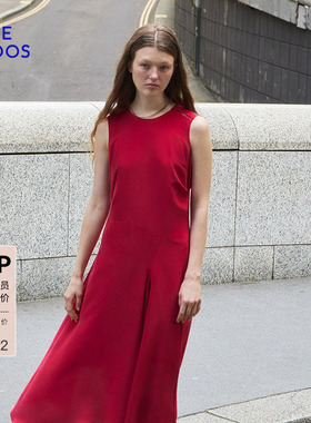【真丝】BLUE ERDOS春季气质优雅红色无袖连衣裙B255I2022