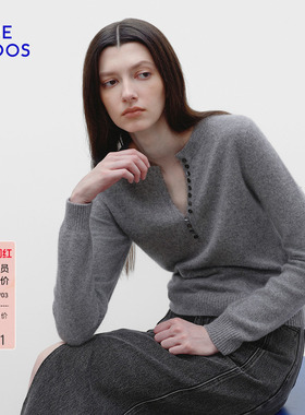 【明星同款】BLUE ERDOS春季格雷系山羊绒混纺半开圆领羊绒衫女
