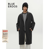 复古百搭格雷毛呢大衣女B546K5001 ERDOS冬季 100%绵羊毛 BLUE
