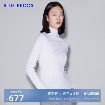 长袖针织衫blueerdos高领羊绒