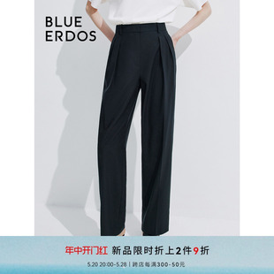 女裤 BLUE ERDOS24春夏新款 高腰直筒通勤黑色绵羊毛西裤 B245M2005