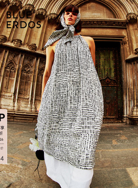 BLUE ERDOS 气质印花挂脖吊带连衣裙B245I4015