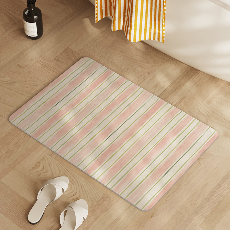 ins风条纹硅藻泥地垫家用玄关入户门垫浴室地垫厕所门口吸水脚垫