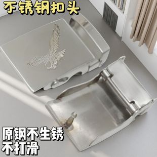 新款不锈钢滚轴皮带扣男士纯钢平滑扣圆孔腰带专用扣全钢滚柱扣头
