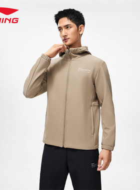 李宁风衣男春秋保暖防泼水外套常规连帽防风运动上衣AFDT635