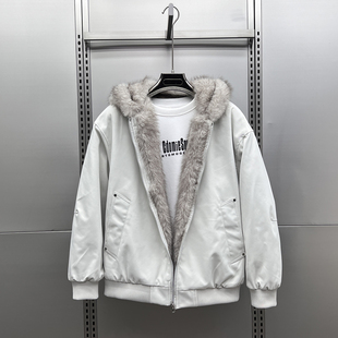 棉衣外套潮 休闲加绒加厚连帽派克服情侣款 美式 复古毛领棉服男冬季