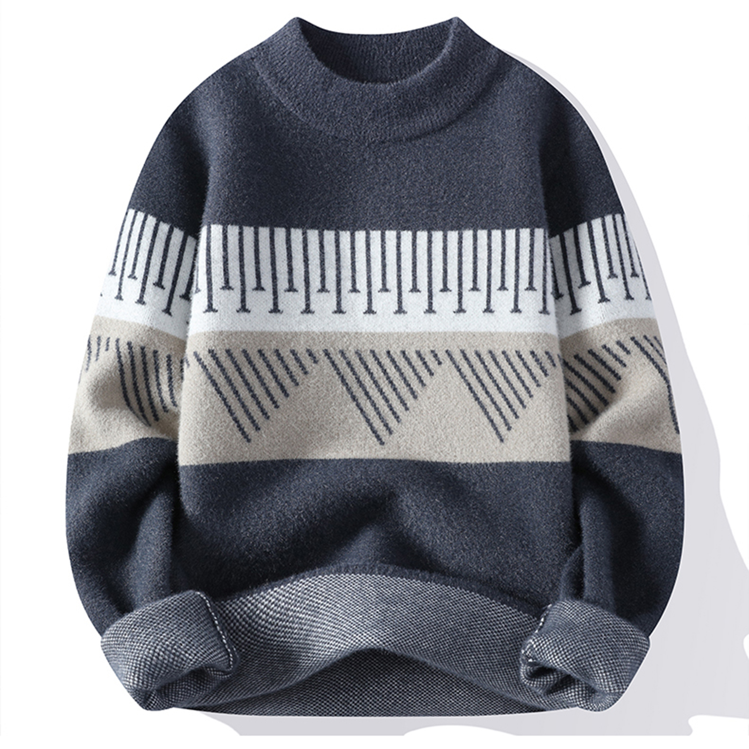 男士毛衣冬季水貂绒半高领毛线衣