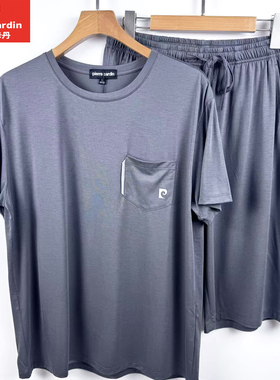 皮尔卡丹26夏季男士圆领短袖短裤家居服套装亲肤睡衣睡裤PJ211170