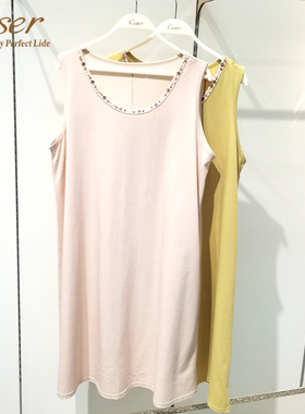 caser凯撒女士睡裙轻氧SD圆领贝壳织带无袖家居服睡衣夏BP08-6887