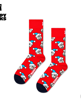 【新品】Happy  Socks男女袜子春秋款多巴胺红色时尚袜中筒袜