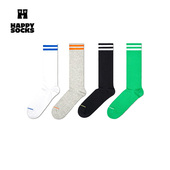 款 Happy Socks潮牌袜子秋季 情侣白色棉袜中筒袜ins潮中筒袜小腿袜