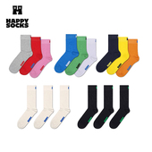 Socks潮牌袜子男女纯色百搭中筒袜 Happy 25秋冬款 三双装