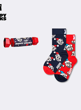 【新品】Happy Socks儿童圣诞袜子春夏ins潮牌可爱动物2双装礼盒