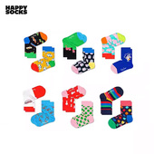 Happy 童袜多巴胺彩色波点汽车中筒袜2双装 Socks个性 潮流春秋款