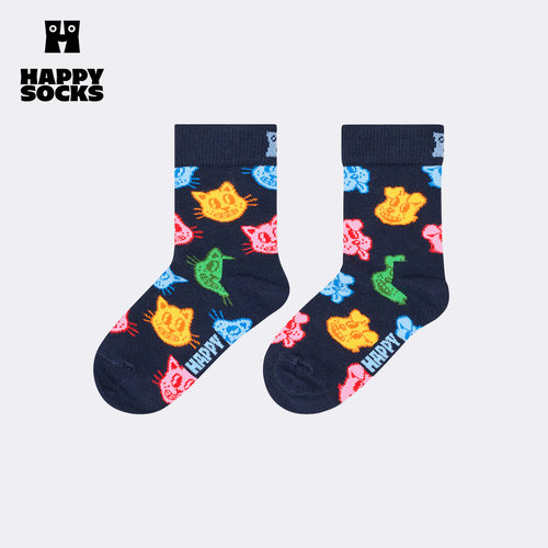 【2026春夏】Happy Sock潮牌儿童可爱动物棉袜子小猫小狗中筒袜