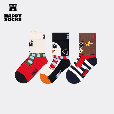 【春夏款】HappySocks可爱百搭儿童袜子男女童秋冬季中筒袜棉袜