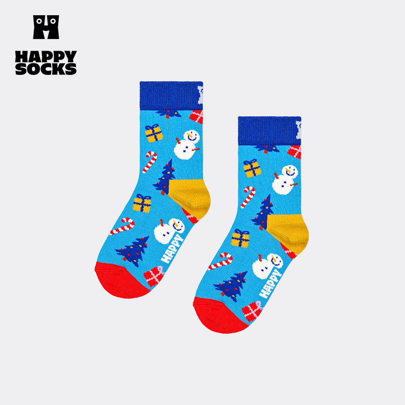 【春夏款】Happy Socks儿童宝宝雪人可爱袜子男女童圣诞中筒袜