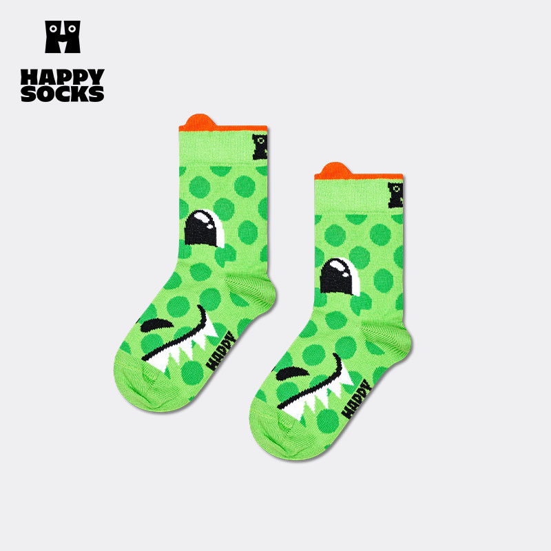 【2026新款】Happy Socks潮牌儿童可爱恐龙棉袜子宝宝小众中筒袜