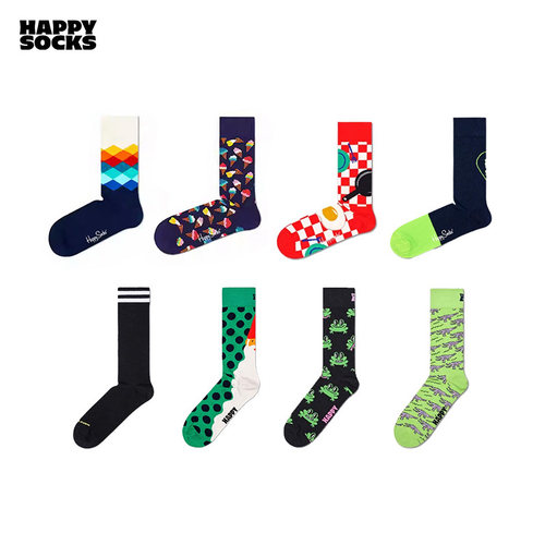 Happy Socks潮牌多巴胺女袜中筒袜时尚创意个性袜子外穿经典百搭