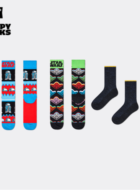 Happy Socksx Star Wars联名秋季款袜子男女款袜多巴胺时尚中筒袜